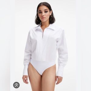NWT Good American zip front poplin bodysuit